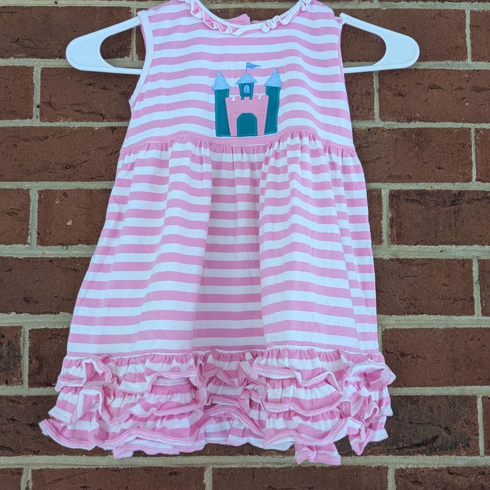 Pink Striped Castle Dress for Kids